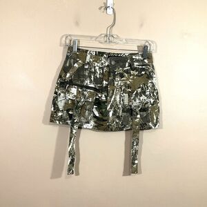 Rise Supply Co Womens Camo Cargo Denim Mini Skirt 1 Green Streetwear Country